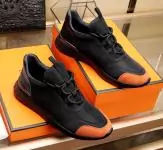 chaussure bateau hermes elastic cloth grinding cowhide orange